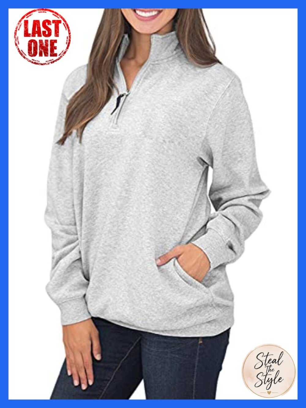 Womens Warm Cozy High Neck 1/4 Zip Pullover Sweatshirt with Pockets